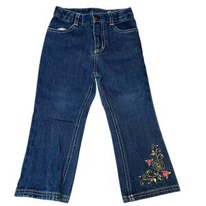 Disney Princess vintage embroidered gold floral princess denim girls jeans sz 3T